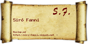 Siró Fanni névjegykártya